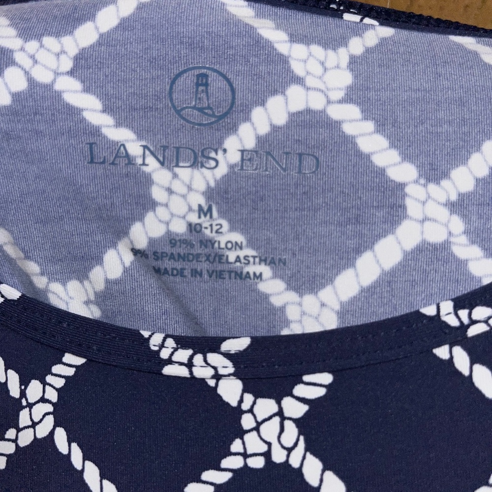 Land’s End Women’s Navy and White Nautical Rope Print Casual Shirt Sz-M - Picture 3 of 4